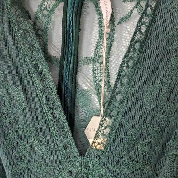 NWT - PinkBlush Forest Green Maternity/Empire Waist Lace Dress - Picture 8 of 8